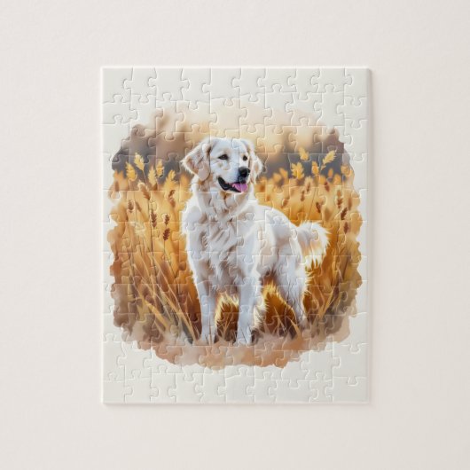 Witte Golden Retriever Hond Legpuzzel (Verticaal)