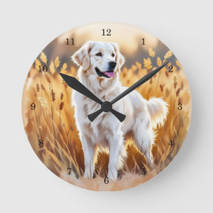 Witte Golden Retriever Hond Ronde Klok
