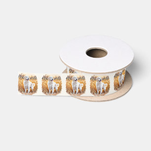 Witte Golden Retriever Hond Satijnen Lint
