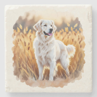 Witte Golden Retriever Hond Stenen Onderzetter