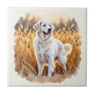 Witte Golden Retriever Hond Tegeltje
