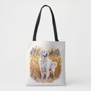 Witte Golden Retriever Hond Tote Bag