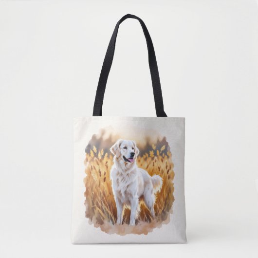 Witte Golden Retriever Hond Tote Bag (Voorkant)