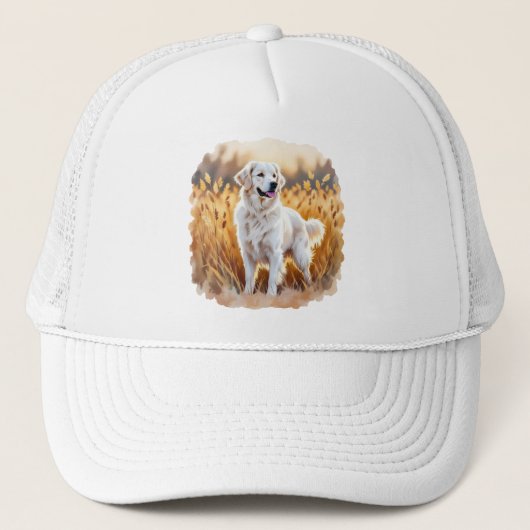 Witte Golden Retriever Hond Trucker Pet (Voorkant)