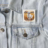 Witte Golden Retriever Hond Vierkante Button 5,1 Cm (In situ)