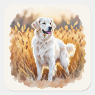 Witte Golden Retriever Hond Vierkante Sticker