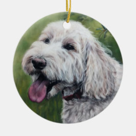 Witte Goldendoodle pup Keramisch Ornament
