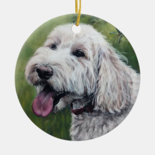 Witte Goldendoodle pup Keramisch Ornament (Voorkant)