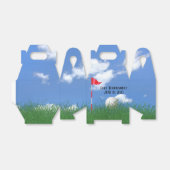 Witte golfbal en vlag in gras bedankdoosjes (Uitgevouwen)