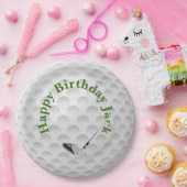 Witte Golfbal met Club Verjaardagspapier Bord (Feest)