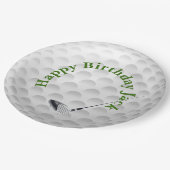 Witte Golfbal met Club Verjaardagspapier Bord (Gekanteld)