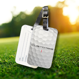 Witte Golfbal met Putjes Textuur Aangepaste Naam N Bagagelabel