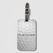 Witte Golfbal met Putjes Textuur Aangepaste Naam N Bagagelabel (Voorkant (verticaal))