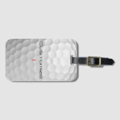 Witte Golfbal met Putjes Textuur Aangepaste Naam N Bagagelabel (Voorkant (horizontaal))