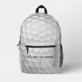 Witte Golfbal met Putjes Textuur Aangepaste Naam N Bedrukte Rugzak (Voorkant)