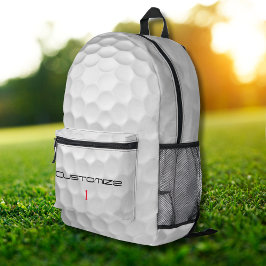 Witte Golfbal met Putjes Textuur Aangepaste Naam N Bedrukte Rugzak