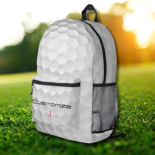 Witte Golfbal met Putjes Textuur Aangepaste Naam N Bedrukte Rugzak