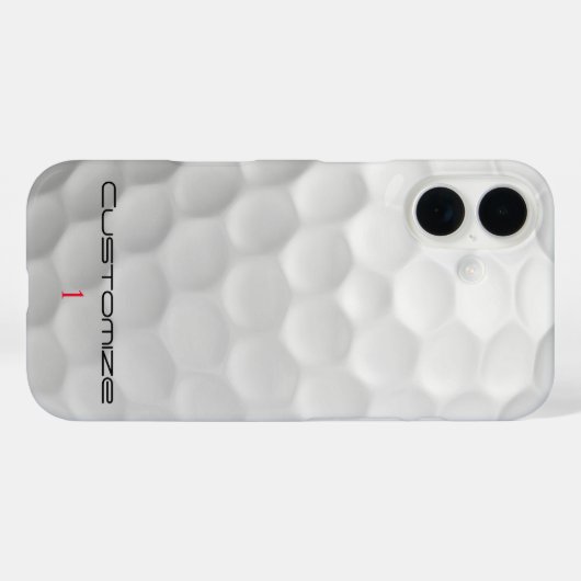 Witte Golfbal met Putjes Textuur Aangepaste Naam N Case-Mate iPhone Case (Achterkant (horizontaal))