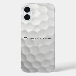 Witte Golfbal met Putjes Textuur Aangepaste Naam N iPhone 16 Plus Hoesje