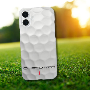 Witte Golfbal met Putjes Textuur Aangepaste Naam N iPhone 16 Plus Hoesje