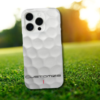 Witte Golfbal met Putjes Textuur Aangepaste Naam N iPhone 16 Pro Hoesje