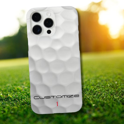 Witte Golfbal met Putjes Textuur Aangepaste Naam N Case-Mate iPhone Case