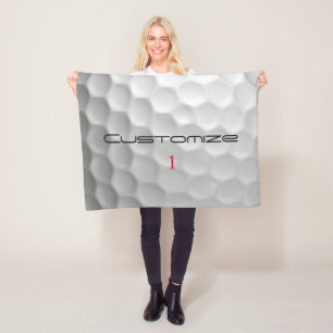 Witte Golfbal met Putjes Textuur Aangepaste Naam N Fleece Deken