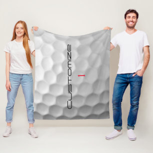 Witte Golfbal met Putjes Textuur Aangepaste Naam N Fleece Deken