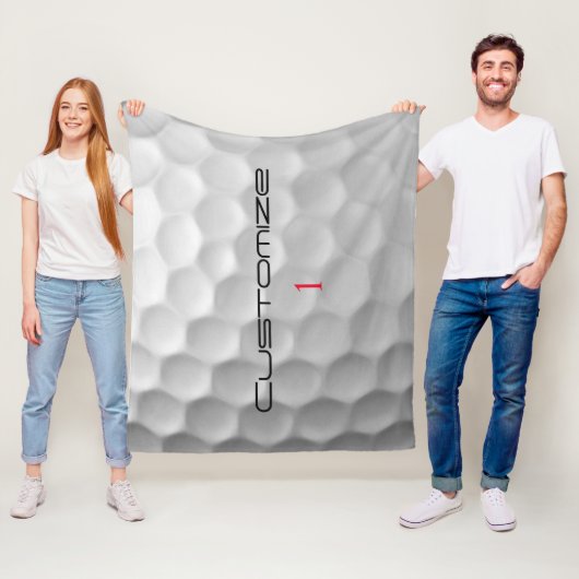 Witte Golfbal met Putjes Textuur Aangepaste Naam N Fleece Deken (In situ)