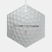 Witte Golfbal met Putjes Textuur Aangepaste Naam N Glas Ornament (Voorkant)