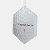 Witte Golfbal met Putjes Textuur Aangepaste Naam N Glas Ornament (Voorkant links)