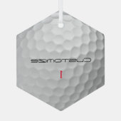 Witte Golfbal met Putjes Textuur Aangepaste Naam N Glas Ornament (Achterkant)