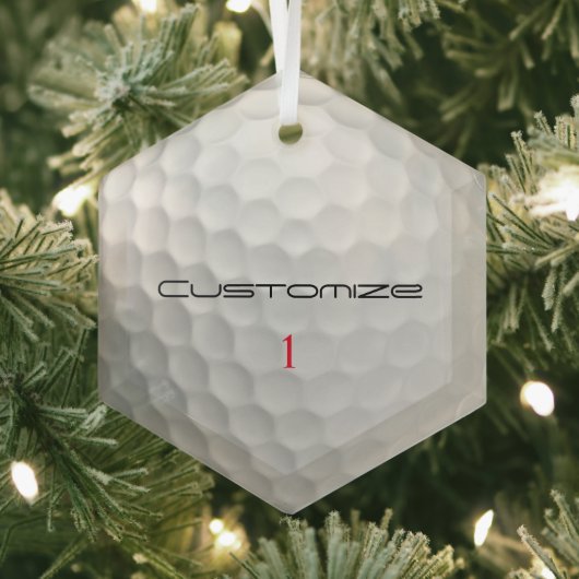 Witte Golfbal met Putjes Textuur Aangepaste Naam N Glas Ornament (Insitu)