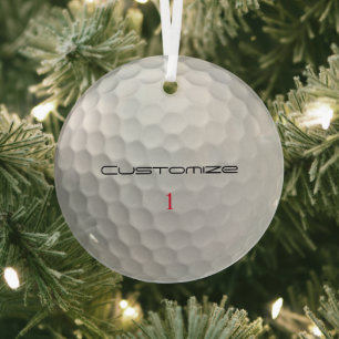 Witte Golfbal met Putjes Textuur Aangepaste Naam N Glas Ornament