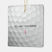 Witte Golfbal met Putjes Textuur Aangepaste Naam N Keramisch Ornament (Links)