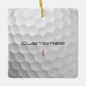 Witte Golfbal met Putjes Textuur Aangepaste Naam N Keramisch Ornament (Voorkant)