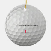 Witte Golfbal met Putjes Textuur Aangepaste Naam N Keramisch Ornament (Voorkant)