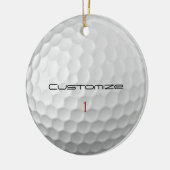 Witte Golfbal met Putjes Textuur Aangepaste Naam N Keramisch Ornament (Links)