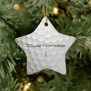 Witte Golfbal met Putjes Textuur Aangepaste Naam N Keramisch Ornament