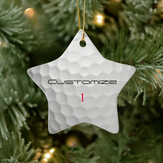 Witte Golfbal met Putjes Textuur Aangepaste Naam N Keramisch Ornament (Boom)