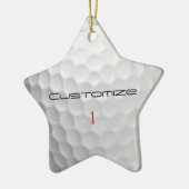 Witte Golfbal met Putjes Textuur Aangepaste Naam N Keramisch Ornament (Links)