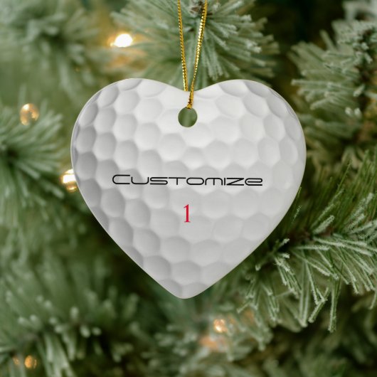 Witte Golfbal met Putjes Textuur Aangepaste Naam N Keramisch Ornament (Boom)