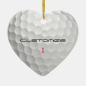 Witte Golfbal met Putjes Textuur Aangepaste Naam N Keramisch Ornament (Voorkant)