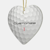 Witte Golfbal met Putjes Textuur Aangepaste Naam N Keramisch Ornament (Links)