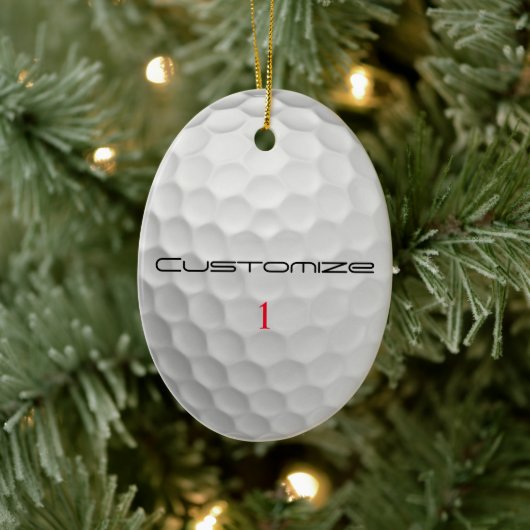 Witte Golfbal met Putjes Textuur Aangepaste Naam N Keramisch Ornament (Boom)