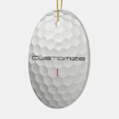 Witte Golfbal met Putjes Textuur Aangepaste Naam N Keramisch Ornament (Links)