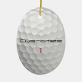 Witte Golfbal met Putjes Textuur Aangepaste Naam N Keramisch Ornament (Voorkant)