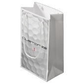 Witte Golfbal met Putjes Textuur Aangepaste Naam N Klein Cadeauzakje (Voorkant Gekanteld)