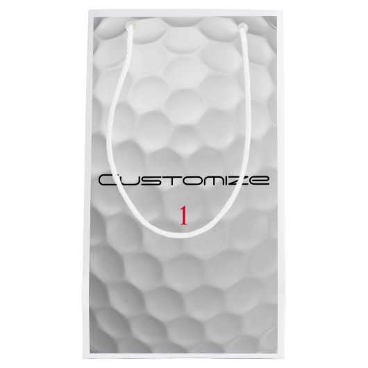 Witte Golfbal met Putjes Textuur Aangepaste Naam N Klein Cadeauzakje (Voorkant)