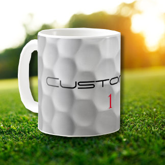 Witte Golfbal met Putjes Textuur Aangepaste Naam N Koffiemok